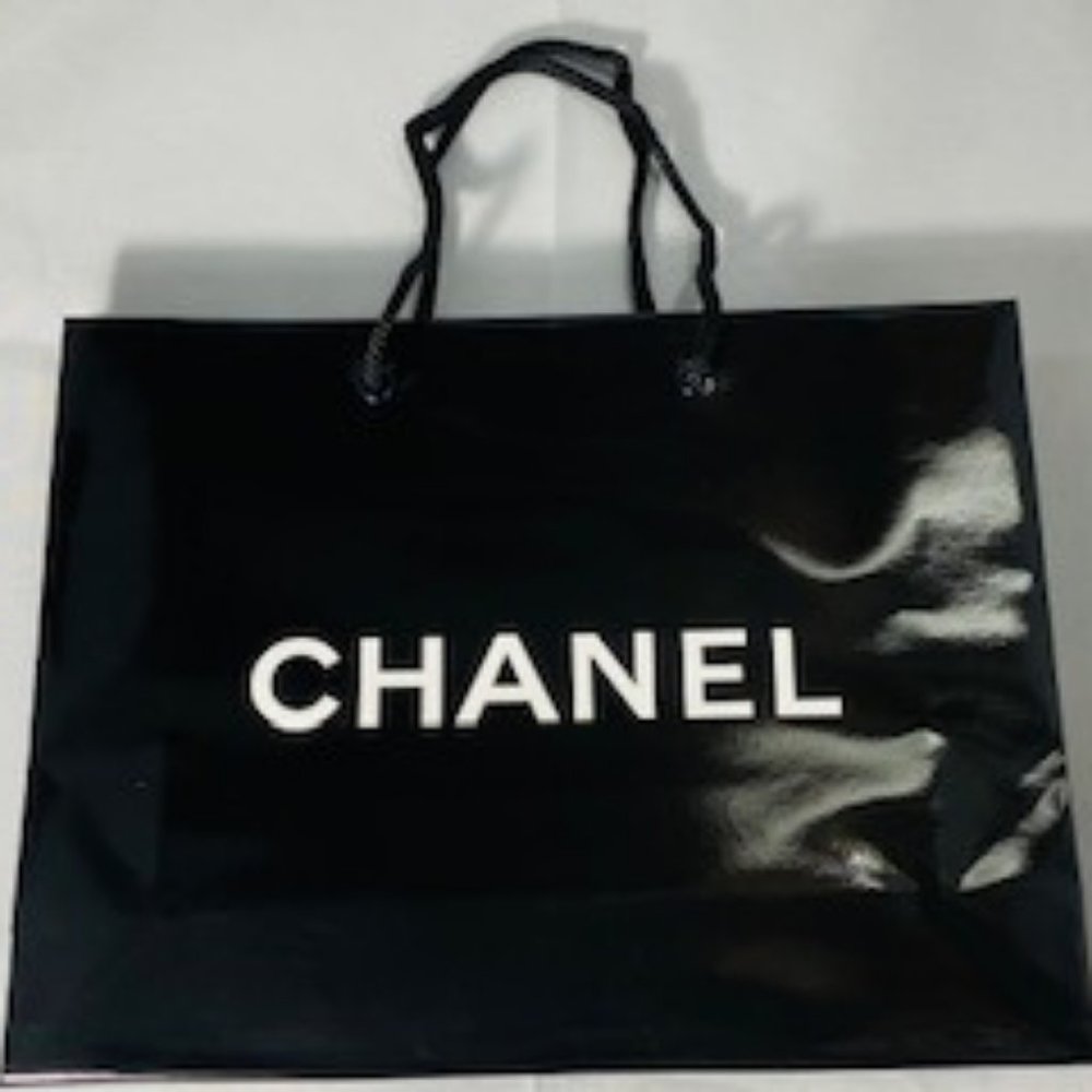 Authentic- 25 CHANEL Shopping Paper Bags  w/ Logo Black Cord Rope